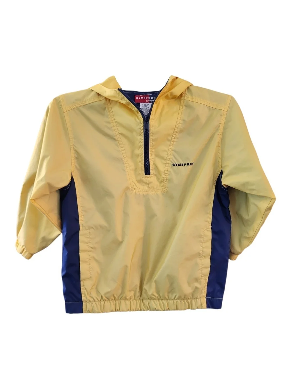 Kids Gymboree Gymsport Yellow Navy Hooded Windbreaker Pullover Jacket-Sz L (4-5)
